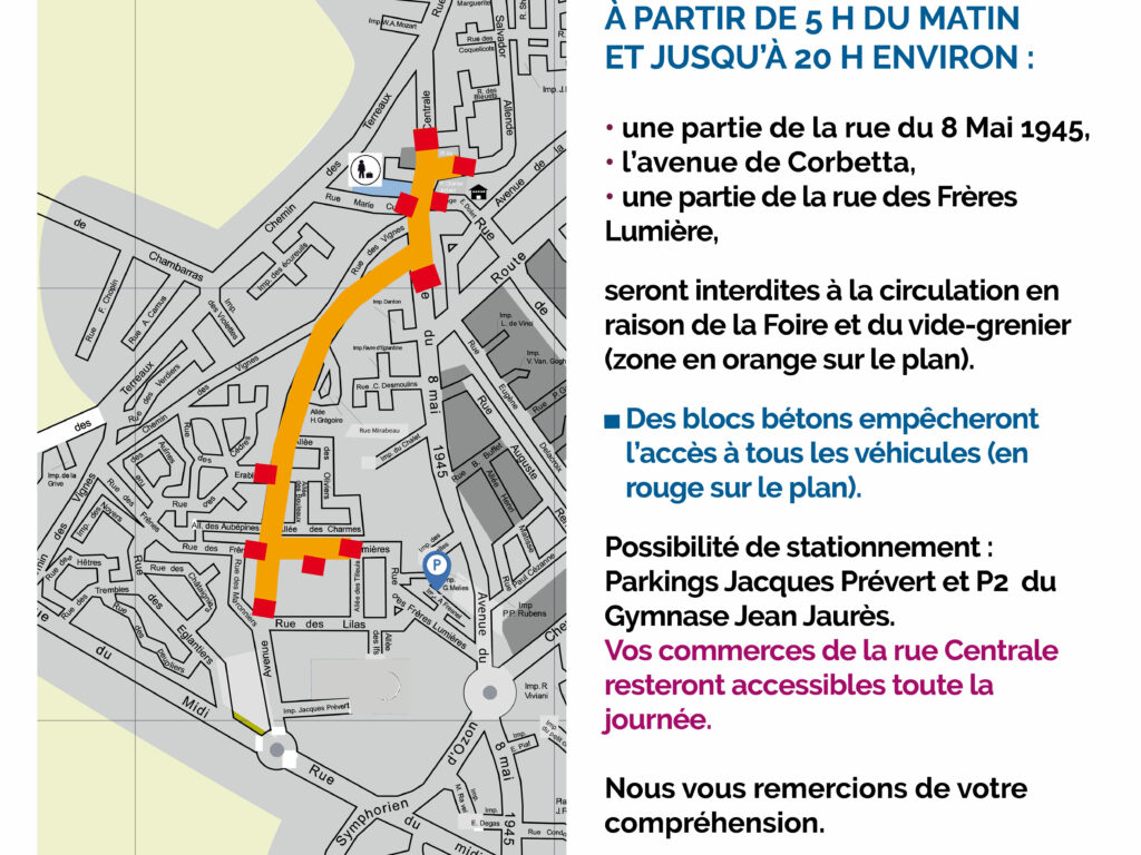 Les rues barrées pour la Foire de Corbas 2026