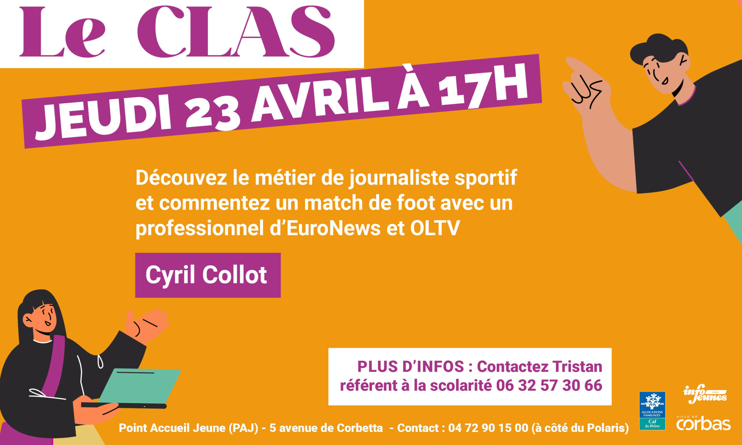 Visuel du CLAS Atelier Commentaire sportif 23 avril 2026